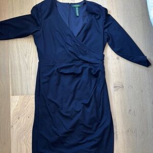 Lauren Ralph Lauren Blue V-Neck Sheath Dress